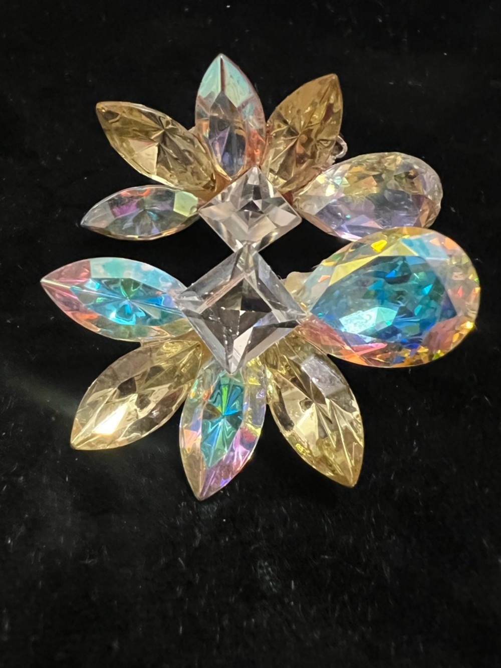 Vintage Wendy Gill AB Glass clip on earrings